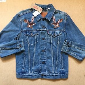Levis Japanese Eagle Denim Embroidered Jacket NWT